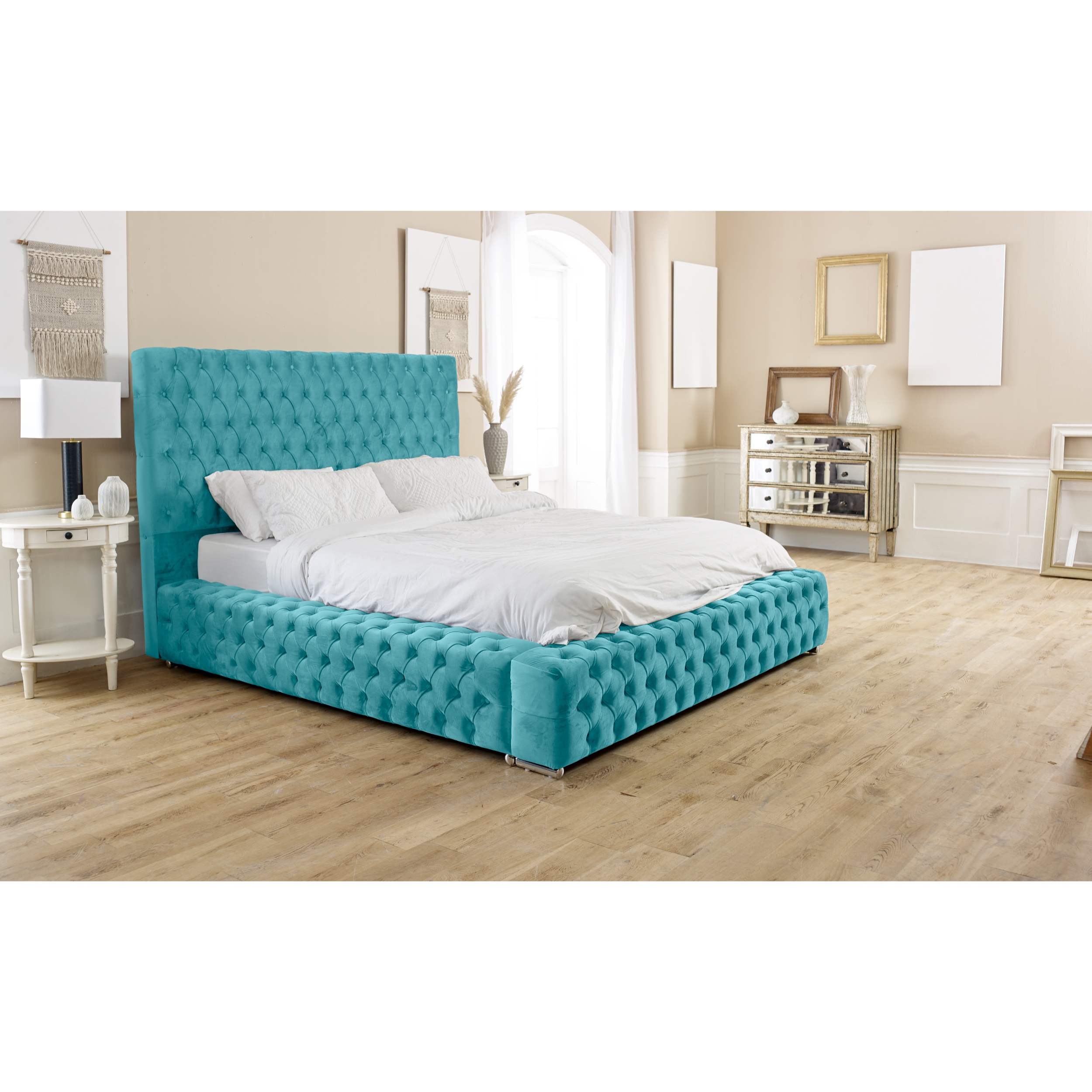 Enigma-Plush-Bed-Frame-Teal