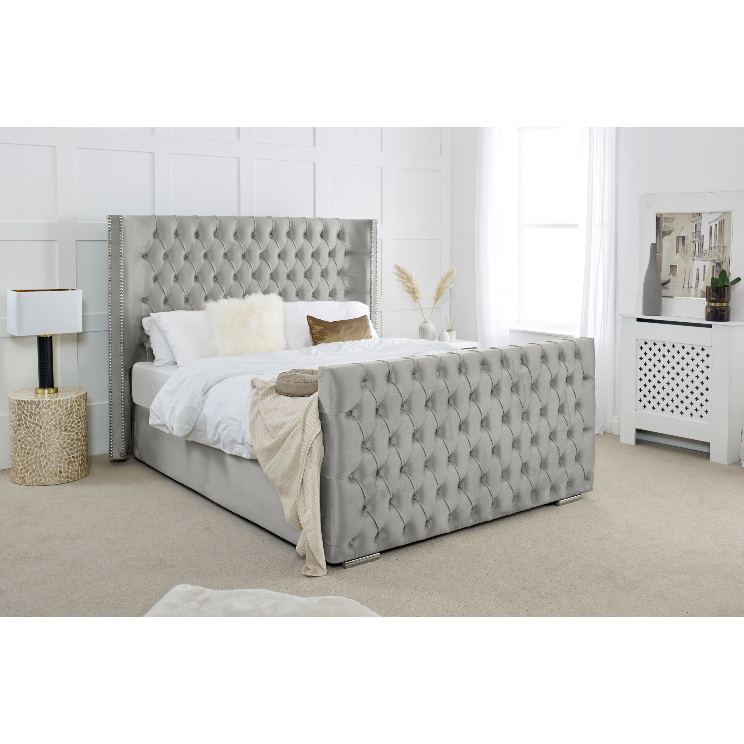 Meila-Bed-Frame-Silver